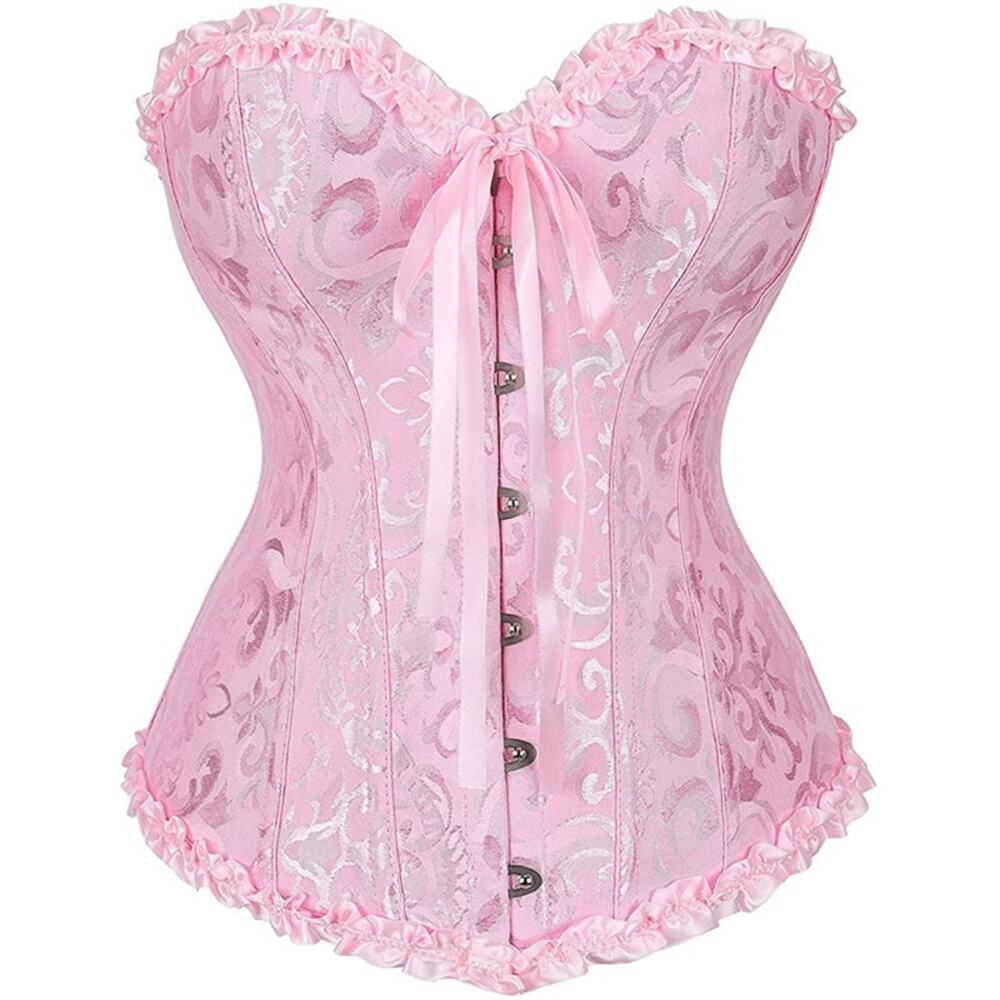 Pink Lace Corset Bustier XXL Boned Lingerie Barbiecore Regency Coquette New